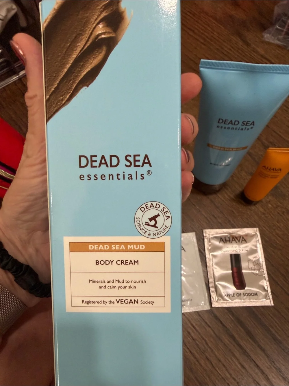 AHAVA Mandarin & Cedar wood Hand Cream, Dead Sea Mud Body Cream and samples